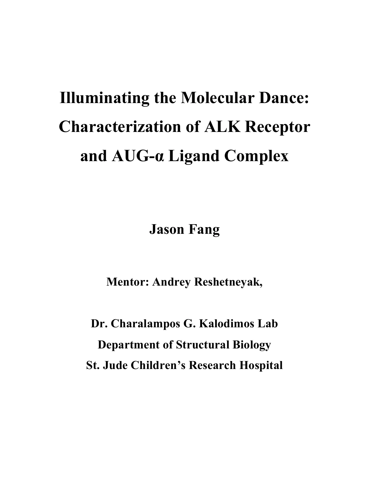 Page 1 of 15: title page of the ALK research report