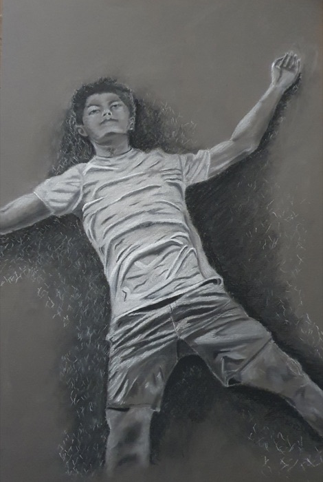 Nightdreaming — charcoal self-portrait